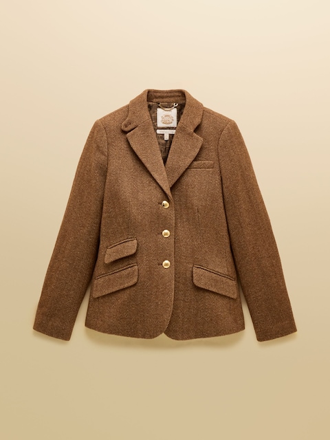 joules Canterly Brown Herringbone Tweed Hacking Jacket