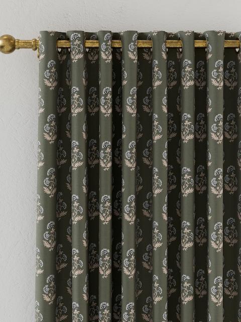 Joules Chamomile Set Of 2 Green Blackout Eyelet Curtains