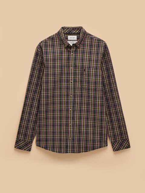 joules Classic Fit Cotton Green Poplin Long Sleeve Check Shirt