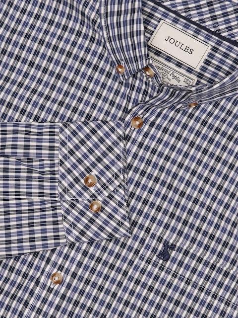 Joules Cotton Poplin Blue Long Sleeve Gingham Shirt