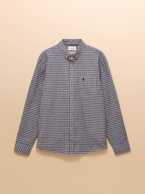 joules Cotton Poplin Blue Long Sleeve Gingham Shirt