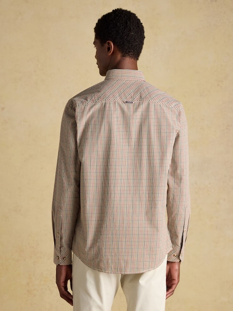 Joules Cotton Poplin Brown Long Sleeve Gingham Shirt