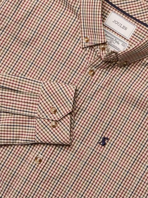 joules Cotton Poplin Brown Long Sleeve Gingham Shirt
