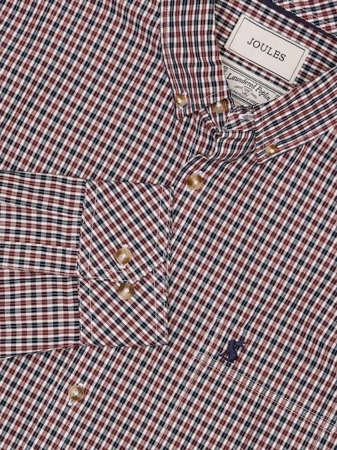 Joules Cotton Poplin Burgundy Red Long Sleeve Gingham Shirt