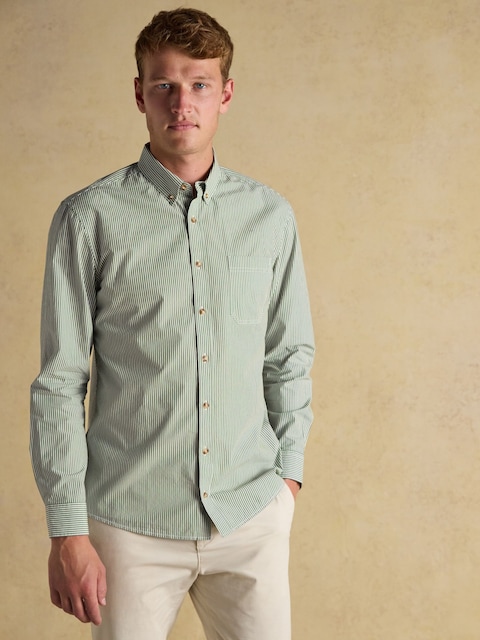 Joules Cotton Poplin Green Long Sleeve Stripe Shirt