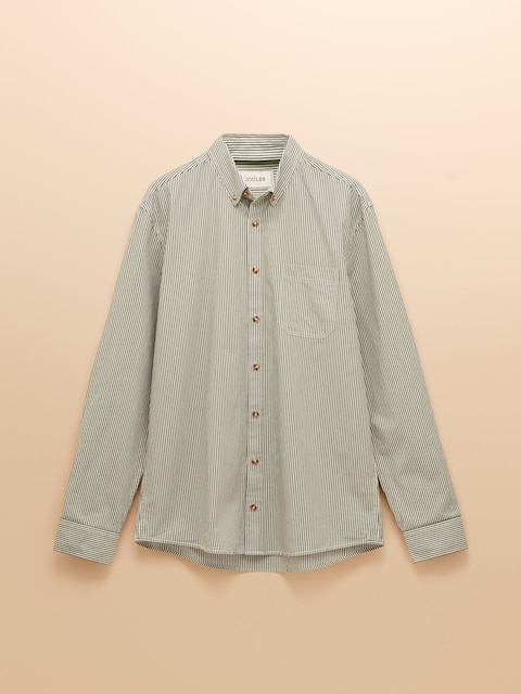 joules Cotton Poplin Green Long Sleeve Stripe Shirt