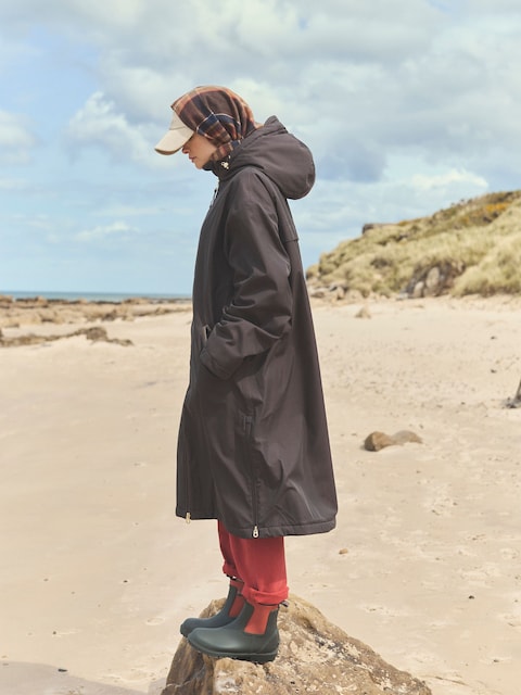 Joules Coverall Brown Oversized Fleece Lined Waterproof Coat