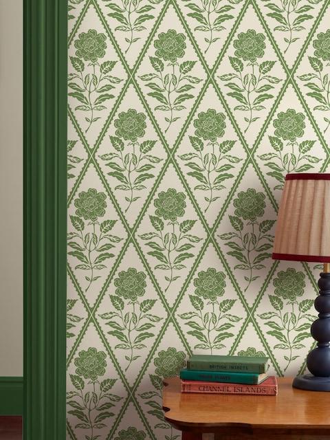 Joules Cream & Green Juliette Floral Print 10M Wallpaper
