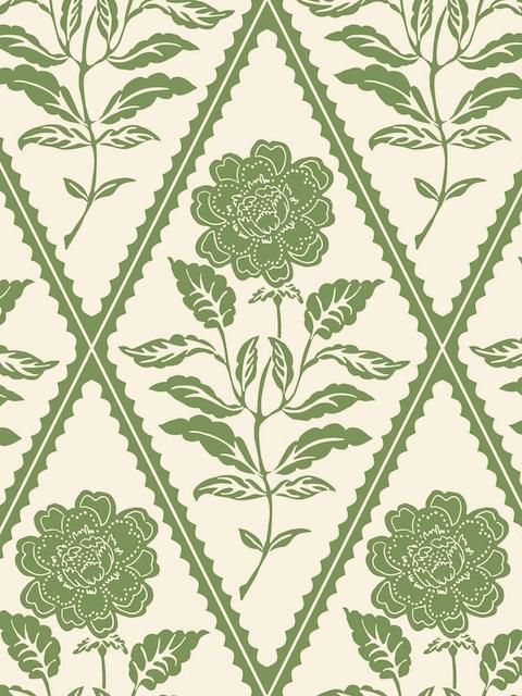 Joules Cream & Green Juliette Floral Print 10M Wallpaper