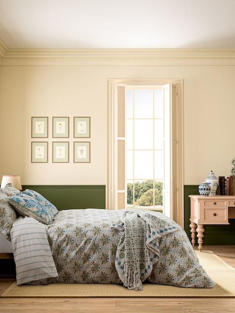 Joules Cream Multi Palm Geo Duvet Cover And Pillowcase Set