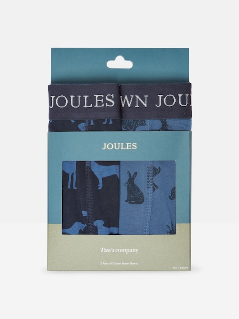Joules Crown Joules Navy Blue Pack Of Two Cotton Boxers