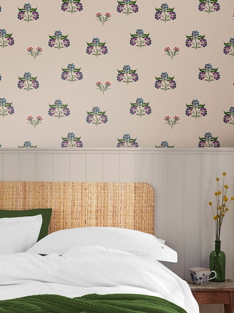 Joules Dawn Grey Indienne Block Print 10M Wallpaper