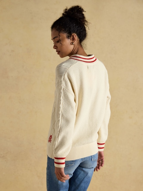 Joules Dibbly Cream Cotton Cable Knit Cricket Jumper