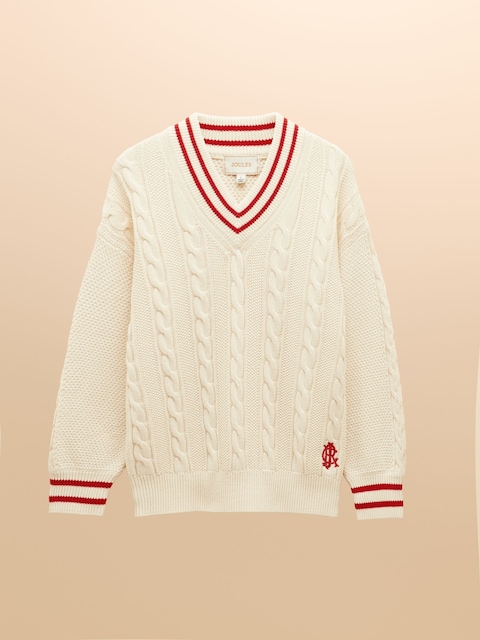 Joules Dibbly Cream Cotton Cable Knit Cricket Jumper