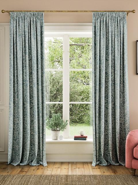 Joules Duck Egg Twilight Ditsy Lined Pencil Pleat Curtains