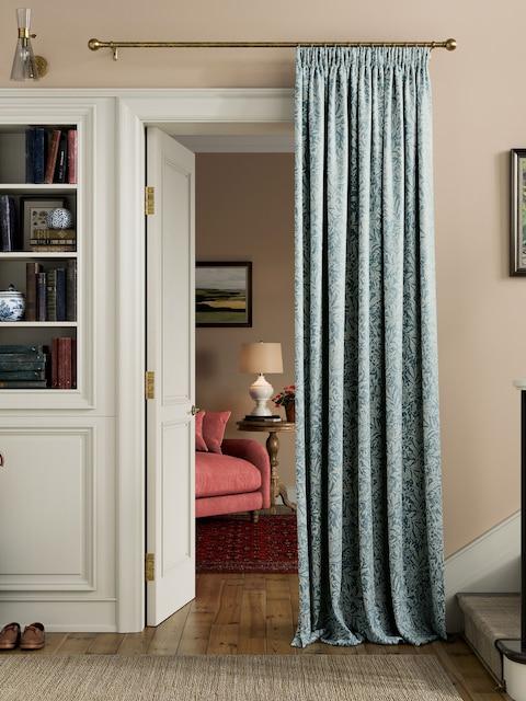 Joules Duck Egg Twilight Ditsy Lined Pencil Pleat Curtains