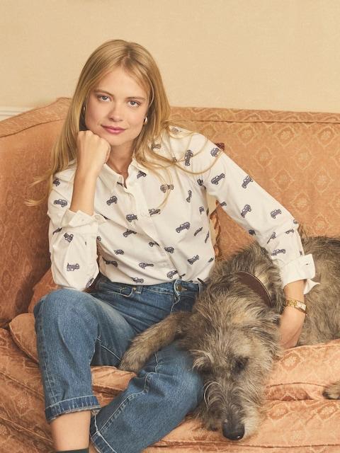 Joules Eleanor Tomlinson White 4x4 Cotton-Rich Jersey Shirt