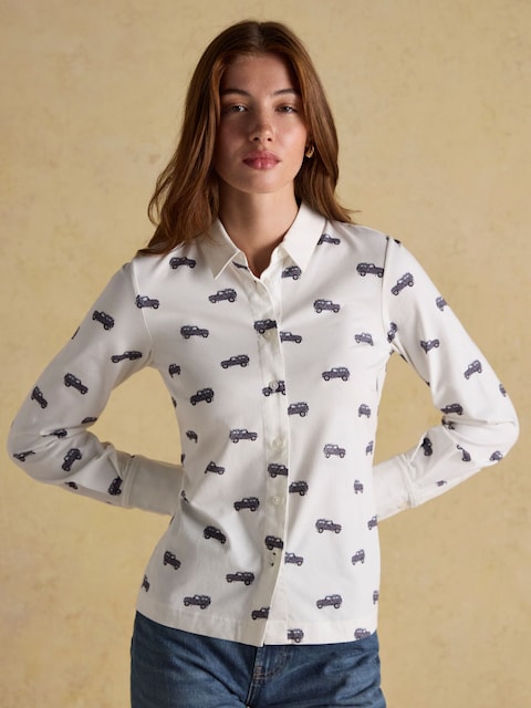 Joules Eleanor Tomlinson White 4x4 Cotton-Rich Jersey Shirt