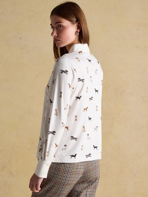 Joules Eleanor Tomlinson White Dogs Cotton-Rich Jersey Shirt