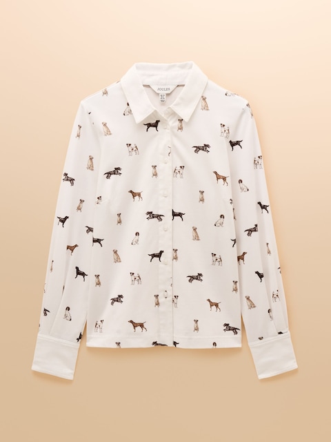 joules Eleanor Tomlinson White Dogs Cotton-Rich Jersey Shirt