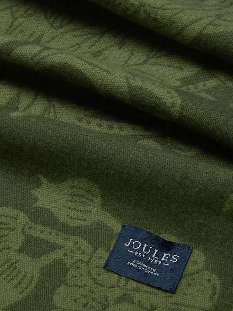 joules Elissa Khaki Green Double-Sided Jacquard Patterned Scarf