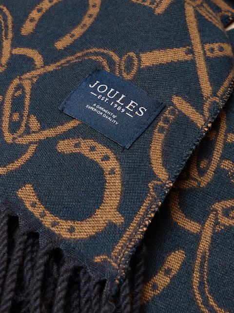 joules Elissa Navy/Tan Double-Sided Jacquard Patterned Scarf