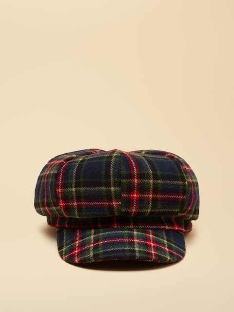 Joules Elvaston Navy/Khaki Check Tweed Baker Boy Hat