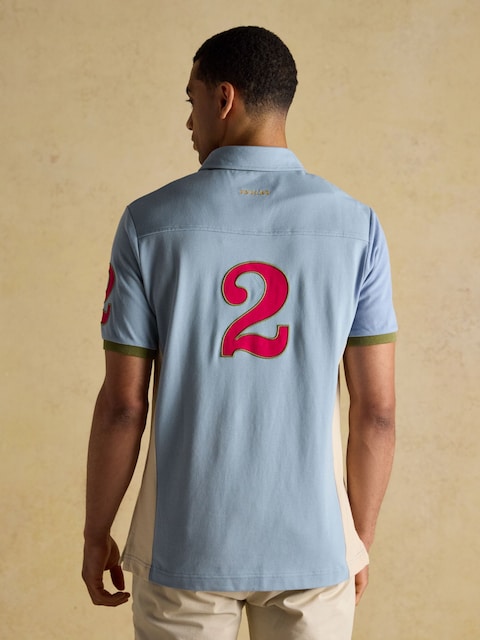 Joules Embellished Blue/Ecru Classic Fit Cotton Polo Shirt