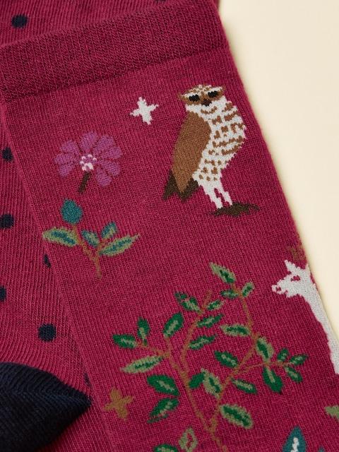 Joules Everyday Berry Pink 2 Pack Cotton Blend Socks