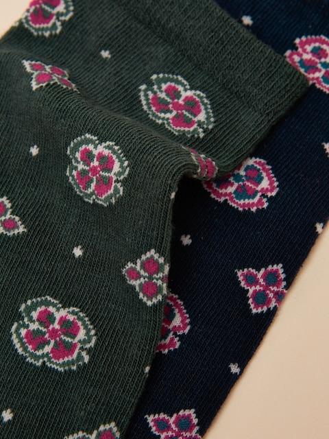 Joules Everyday Green/Navy 2 Pack Cotton Blend Socks