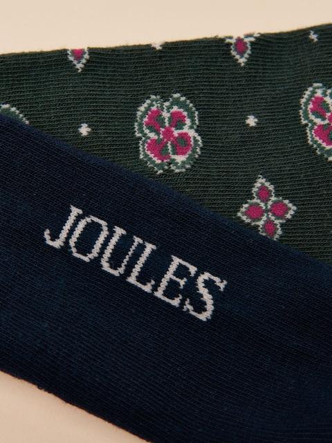 joules Everyday Green/Navy 2 Pack Cotton Blend Socks