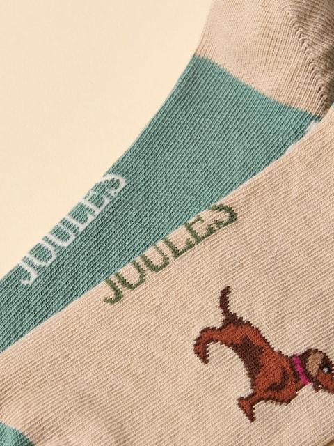 joules Everyday Khaki/Cream 2 Pack Cotton Blend Socks