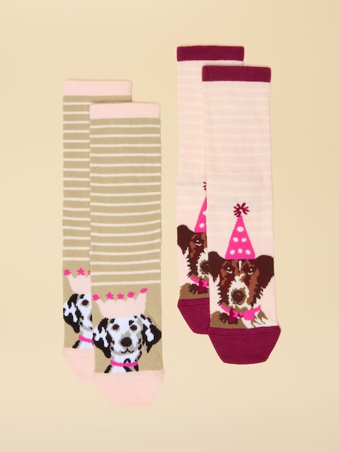 Joules Everyday Multi Ecru 2 Pack Cotton Blend Socks