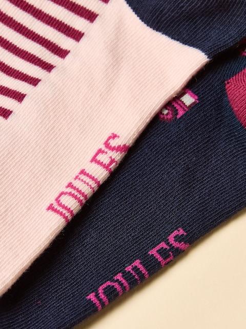 joules Everyday Navy/Pink 2 Pack Cotton Blend Socks