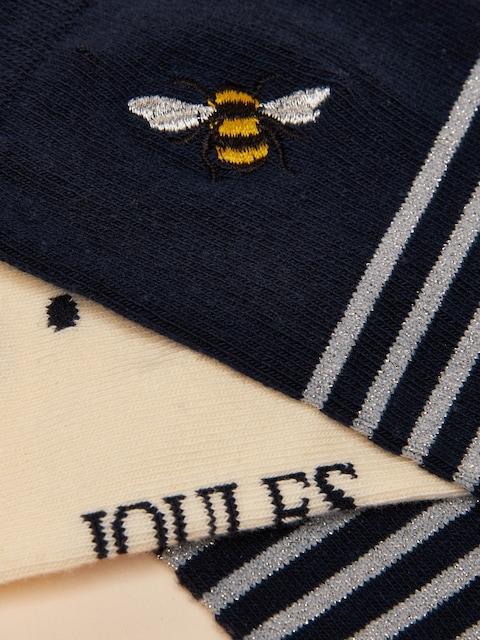 Joules Everyday Navy/white 2 Pack Cotton Blend Socks