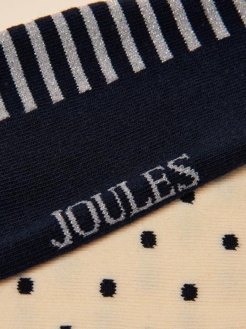 joules Everyday Navy/white 2 Pack Cotton Blend Socks