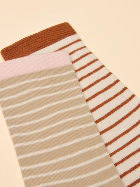 Joules Everyday Orange/White 2 Pack Cotton Blend Socks