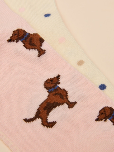 Joules Everyday Pink/Blue 2 Pack Cotton Blend Socks