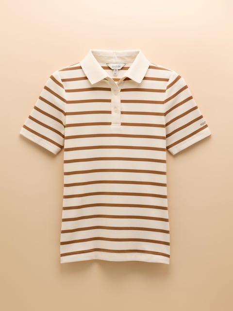 joules Fairfield Tan Short Sleeve Ribbed Polo Shirt