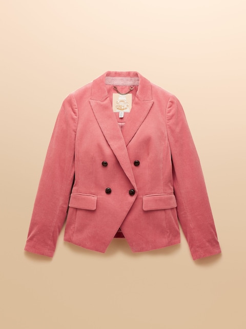 joules Fernhill Pink Corduroy Double Breasted Blazer