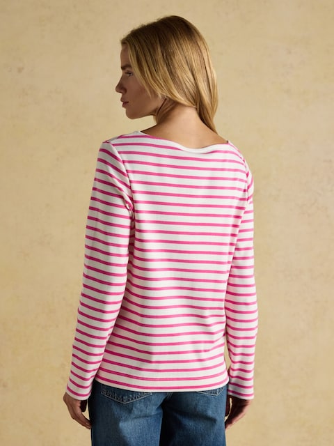 Joules Festive Harbour Alpaca Cream/Pink Boat Neck Breton Top