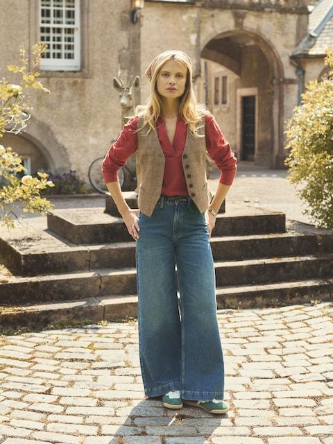 Joules Foxley Brown Wool Rich Check Tweed Waistcoat