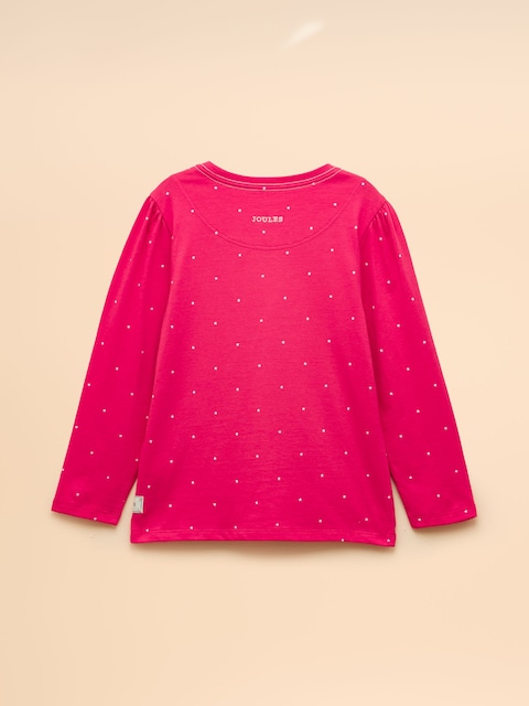 Joules Girls' Ava Bright Pink Applique Long Sleeve Top