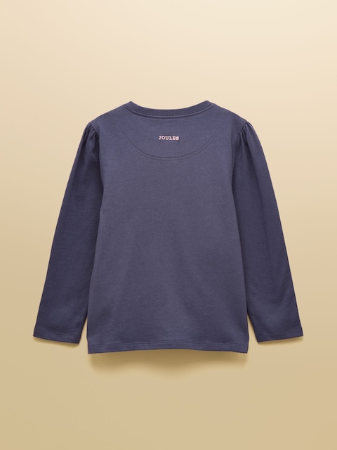 Joules Girls' Ava Navy Blue Applique Long Sleeve Top