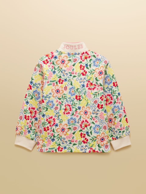 Joules Girls' Burnham Multi Floral Funnel Neck Sweatshirt