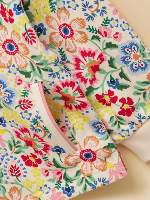joules Girls' Burnham Multi Floral Funnel Neck Sweatshirt