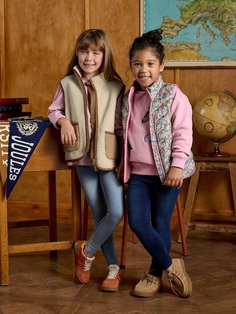 Joules Girls' Crofton Multi Floral Showerproof Padded Gilet