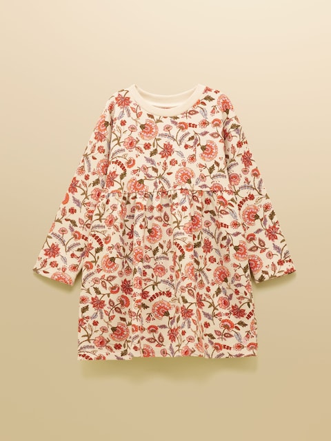 Joules Girls' Emma Cream Floral Long Sleeve Sweat Dress