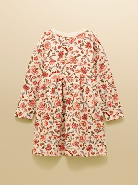 Joules Girls' Emma Cream Floral Long Sleeve Sweat Dress
