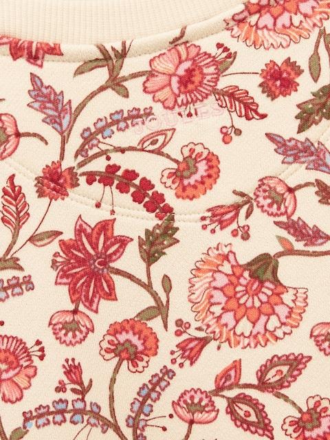 joules Girls' Emma Cream Floral Long Sleeve Sweat Dress